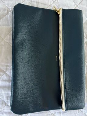 CRAIG Navy Leather Zip Wristlet Clutch NWOT